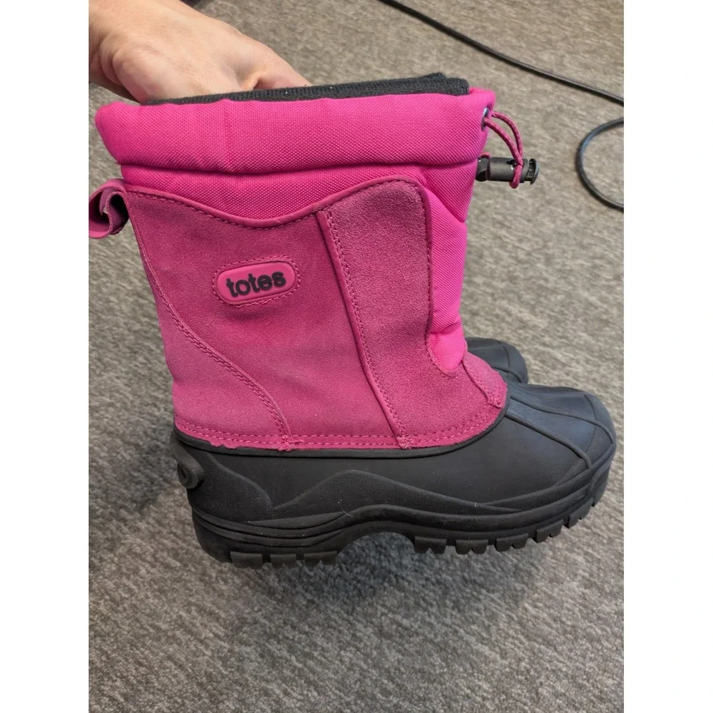 Totes Snow Boots Kid's Size 5 Pink‎ Black Waterproof Insulated